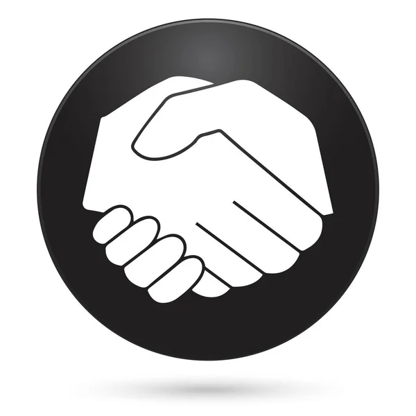 Business Handshake Icon Black Circle Button Vector Illustration — Stock Vector