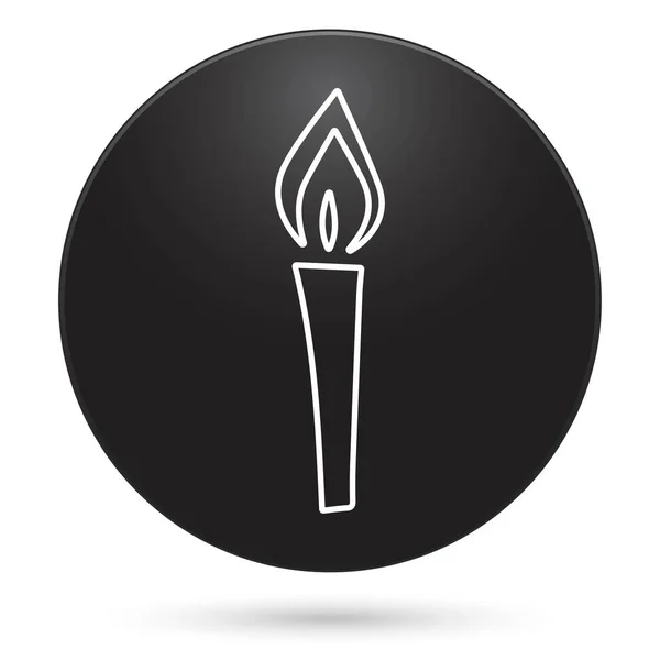 Candle Icon Black Circle Button Vector Illustration — Stock Vector