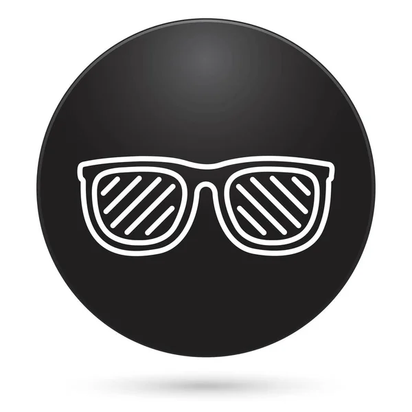 Ikona Okularów Czarny Przycisk Koła Ilustracja Wektora — Wektor stockowy