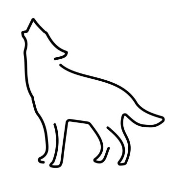 Beyaz arkaplanda kurt simgesi, vektör illüstrasyonu.