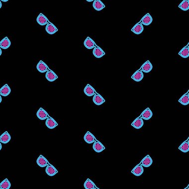 Gözlükler kusursuz desen, parlak vektör çizimi siyah arkaplan üzerine.