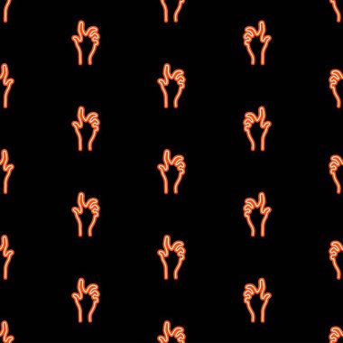 İnsan eli pürüzsüz desen, siyah arkaplanda parlak vektör çizimi.