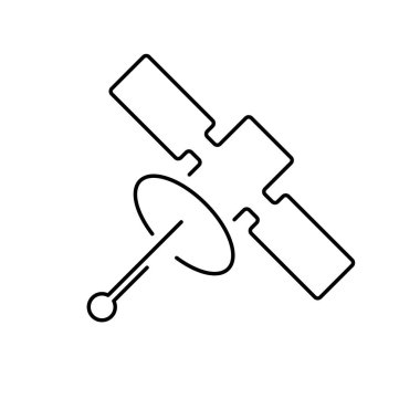 Beyaz arkaplanda uydu simgesi, vektör illüstrasyonu.