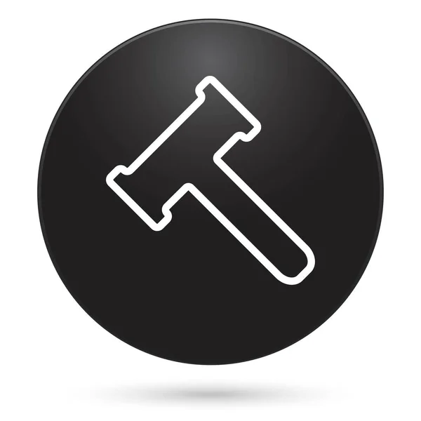 Hammer Symbol Schwarzer Kreis Knopf Vektorabbildung — Stockvektor