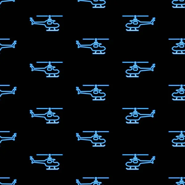 Helikopter pürüzsüz desen, parlak vektör çizimi siyah arkaplan üzerine.