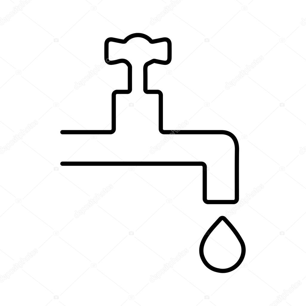 water faucet icon on white background, vector illustration.