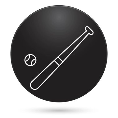 beysbol simgesi, siyah daire düğmesi, vektör illüstrasyonu.