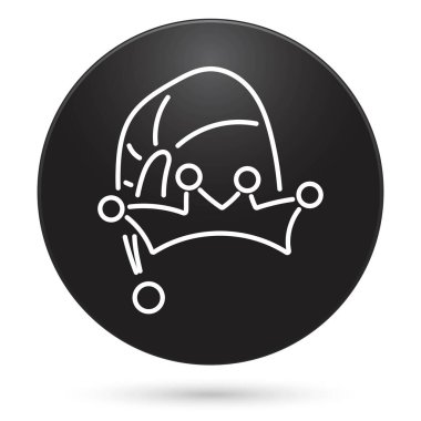 elf şapka simgesi, siyah daire düğmesi, vektör illüstrasyonu.