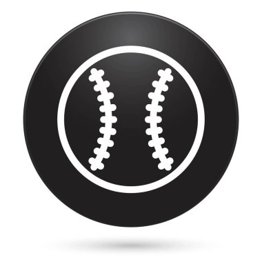 Beyzbol topu simgesi, siyah daire düğmesi, vektör illüstrasyonu.