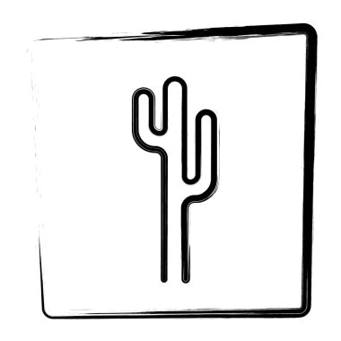 Kaktüs ikonu. Fırça çerçevesi. Vektör illüstrasyonu.