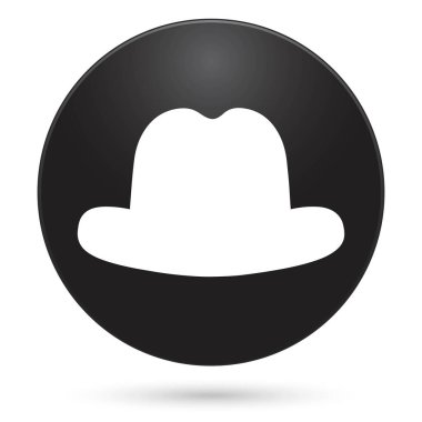 Şapka simgesi, siyah daire düğmesi, vektör illüstrasyonu.