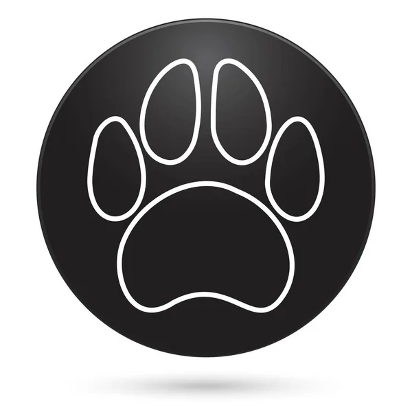 狗脚印图标 黑色圆形按钮 矢量插图 — 图库矢量图片