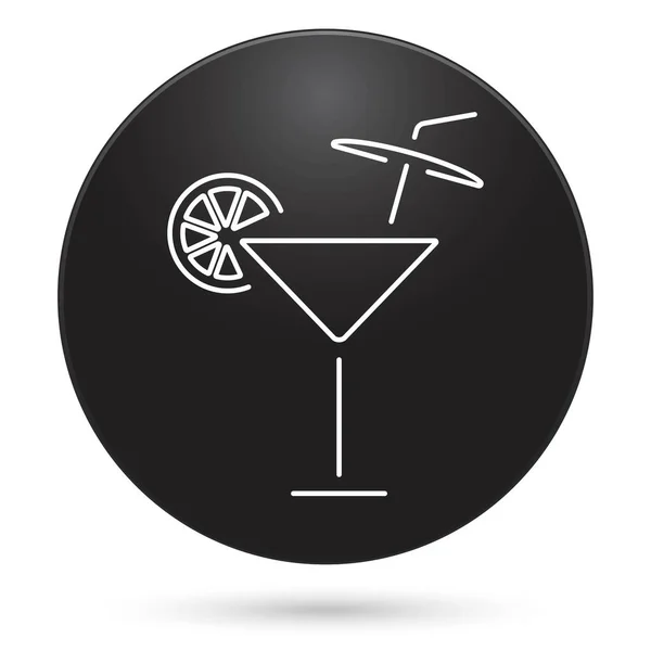 Icona Del Cocktail Pulsante Cerchio Nero Illustrazione Vettoriale — Vettoriale Stock