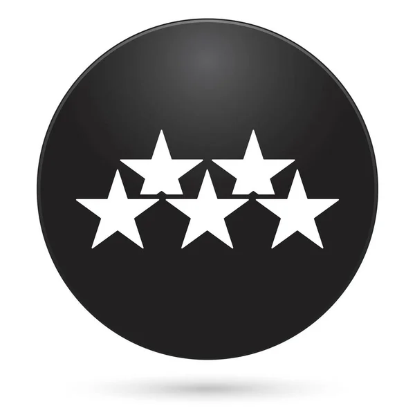 Icono Cinco Estrellas Botón Círculo Negro Ilustración Vectorial — Vector de stock