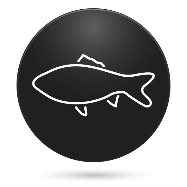 Balık Simgesi Siyah Daire Düğmesi Vektör Illüstrasyonu — Stok Vektör