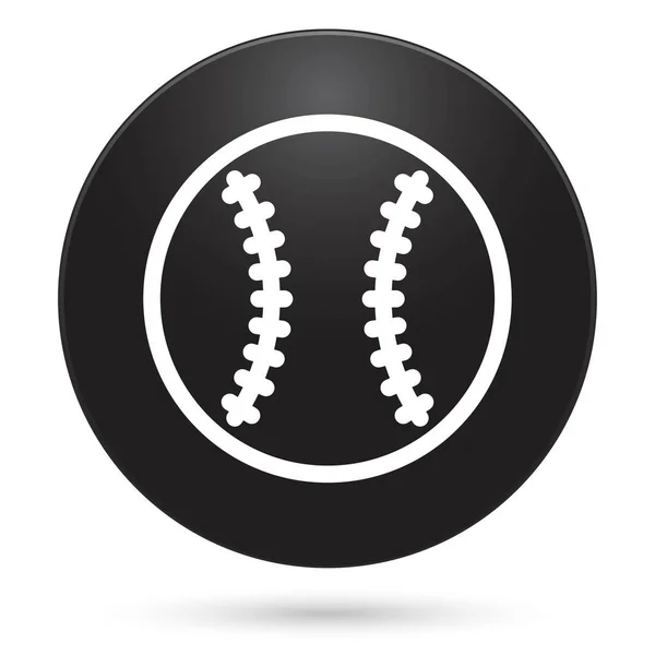 Ikona Piłki Baseballowej Czarny Przycisk Koła Wektor Ilustracja — Wektor stockowy