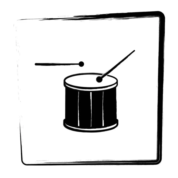 Schlagzeugikone Pinselrahmen Vorhanden Vektorillustration — Stockvektor