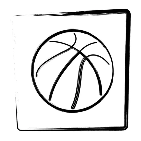 Icono Pelota Baloncesto Marco Cepillo Ilustración Vectorial — Vector de stock