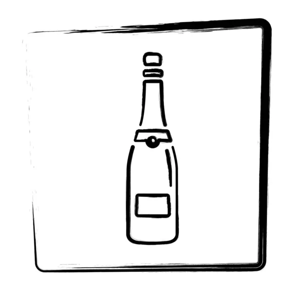 Şampanya Ikonu Fırça Çerçevesi Vektör Illüstrasyonu — Stok Vektör