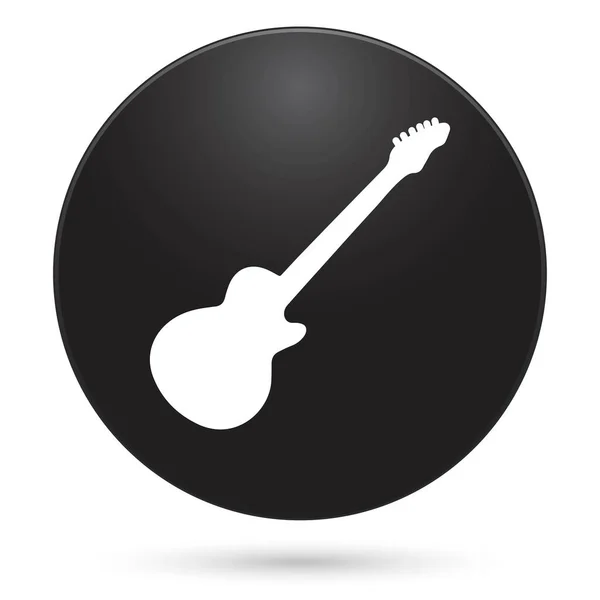 Icono Guitarra Botón Círculo Negro Ilustración Vectorial — Archivo Imágenes Vectoriales