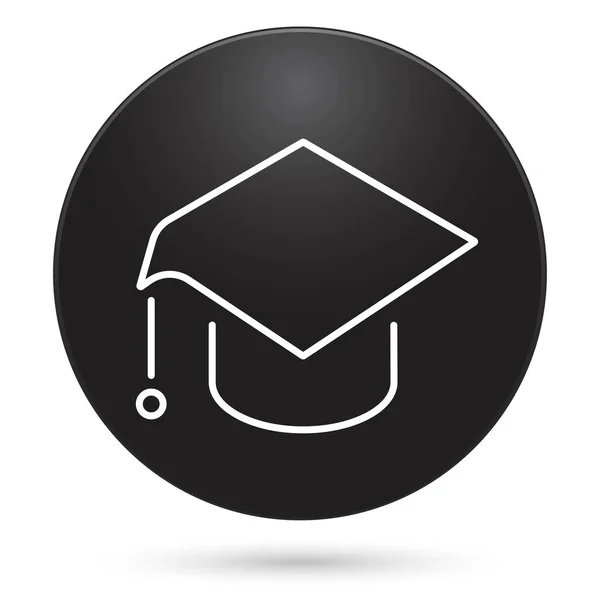 卒業キャップシンボルアイコン 黒丸ボタン ベクトルイラスト — ストックベクタ