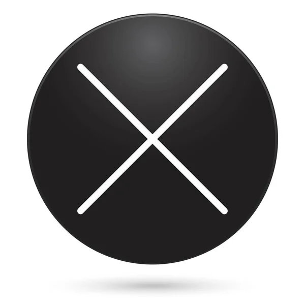 Icono Cruz Botón Círculo Negro Ilustración Vectorial — Vector de stock