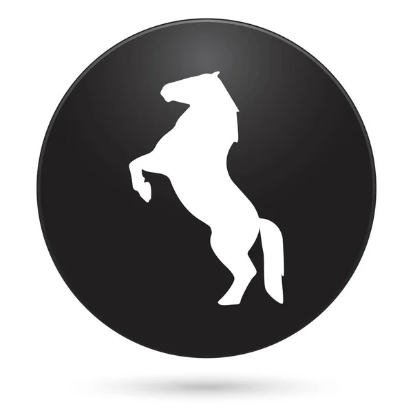馬のアイコン 黒丸ボタン ベクトルイラスト — ストックベクタ