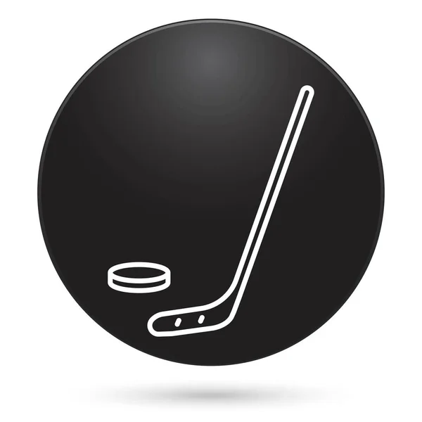 Ikona Hokejowa Czarny Przycisk Koła Ilustracja Wektora — Wektor stockowy