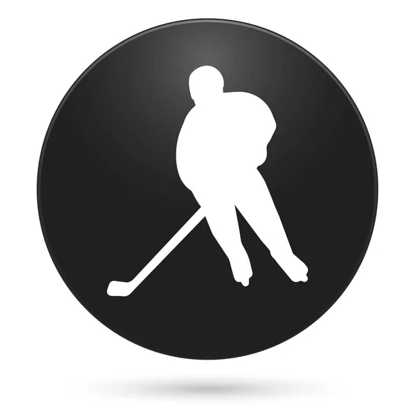 Hockeyspieler Symbol Schwarzer Kreis Knopf Vektorillustration — Stockvektor
