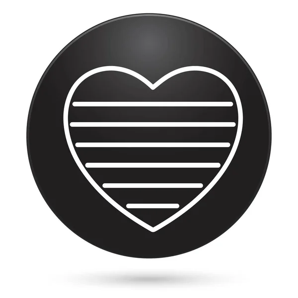 Icono Del Corazón Botón Círculo Negro Ilustración Vectorial — Vector de stock