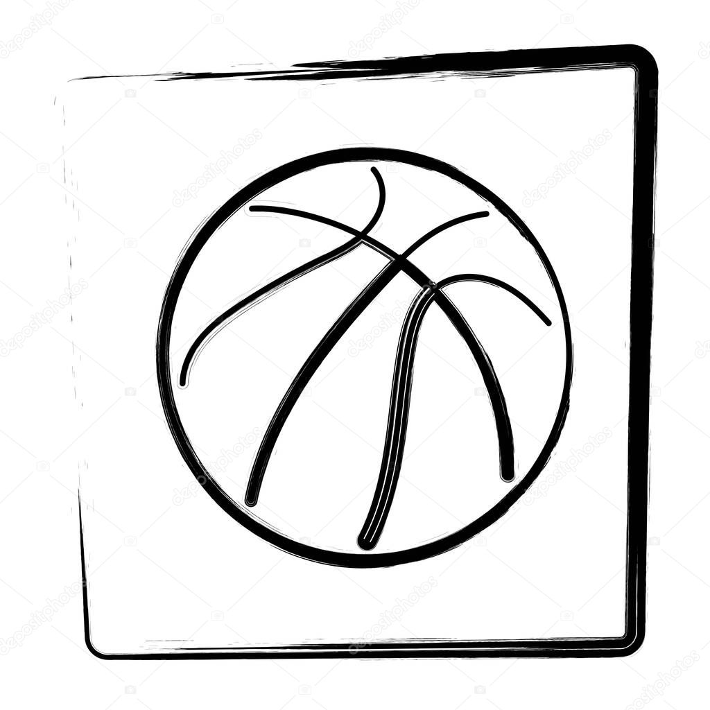 Basketball ball icon. Brush frame. Vector illustration.