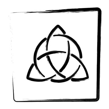 Kelt triquetra düğümü rozeti. Fırça çerçevesi. Vektör illüstrasyonu.