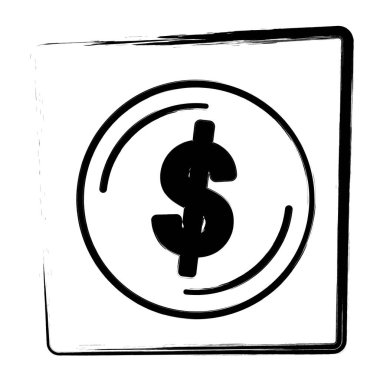 Sikke simgesi. Fırça çerçevesi. Vektör illüstrasyonu.