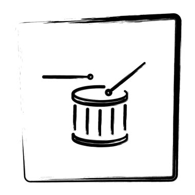 Davul ikonu. Fırça çerçevesi. Vektör illüstrasyonu.
