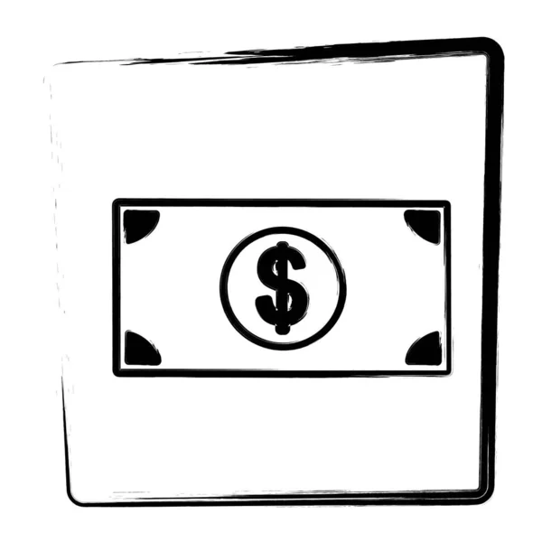Dollar Icon Brush Frame Vector Illustration — Stock Vector