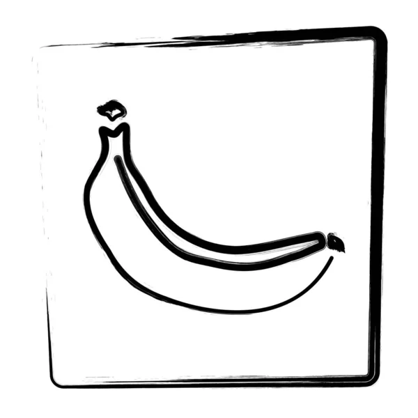Icona Della Banana Cornice Pennello Illustrazione Vettoriale — Vettoriale Stock