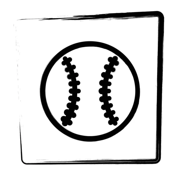 Baseball Labda Ikon Ecsetkeret Vektorillusztráció — Stock Vector