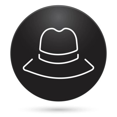 Şapka simgesi, siyah daire düğmesi, vektör illüstrasyonu.