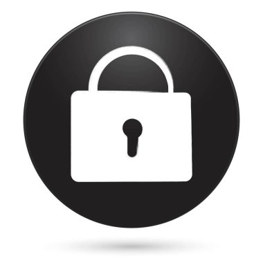 asma kilit simgesi, siyah daire düğmesi, vektör illüstrasyonu.