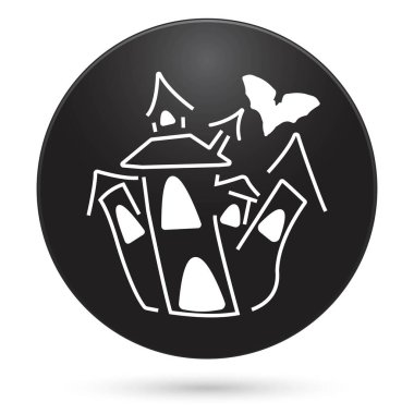 Drakula kale simgesi, siyah daire düğmesi, vektör illüstrasyonu.