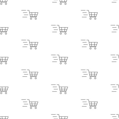 shopping cart seamless pattern isolated on white background.