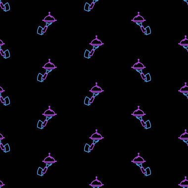 Garson tepsisi pürüzsüz desen, siyah arkaplan üzerinde parlak vektör çizimi, vektör illüstrasyonu.