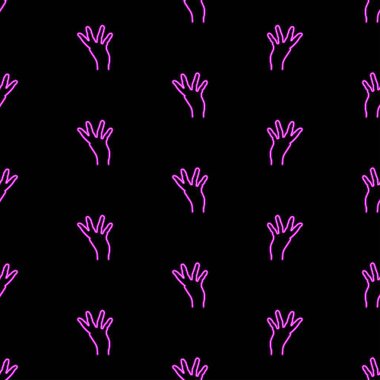 İnsan eli pürüzsüz desen, siyah arkaplan üzerinde parlak vektör çizimi, vektör illüstrasyonu.