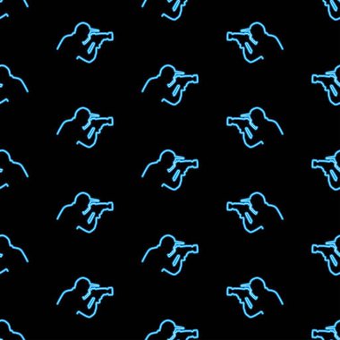 Photographer seamless pattern, bright vector illustration on black background, vector illustration.