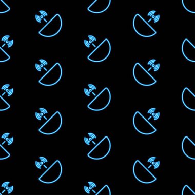 Uydu bağlantısız desen, siyah arkaplan üzerindeki parlak vektör çizimi, vektör illüstrasyonu.