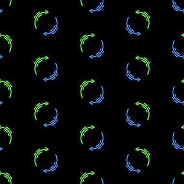 Oklar dairesiz desen, siyah arkaplan üzerinde parlak vektör illüstrasyonu, vektör illüstrasyonu.