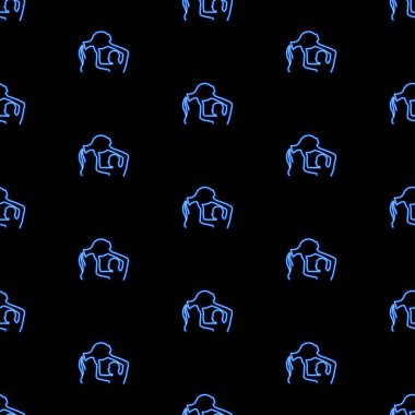 Aquarius zodiac seamless pattern, bright vector illustration on black background, vector illustration.
