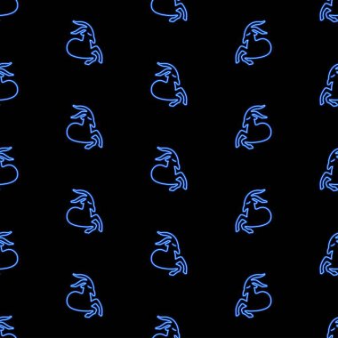 Oğlak burcu zodyaksız desen, parlak vektör çizimi siyah arkaplan, vektör illüstrasyonu.