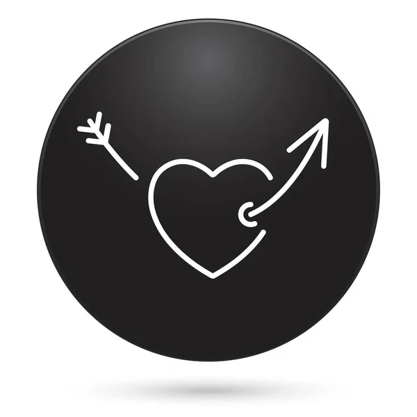 Icono Flecha Del Corazón Botón Círculo Negro Ilustración Vectorial — Vector de stock