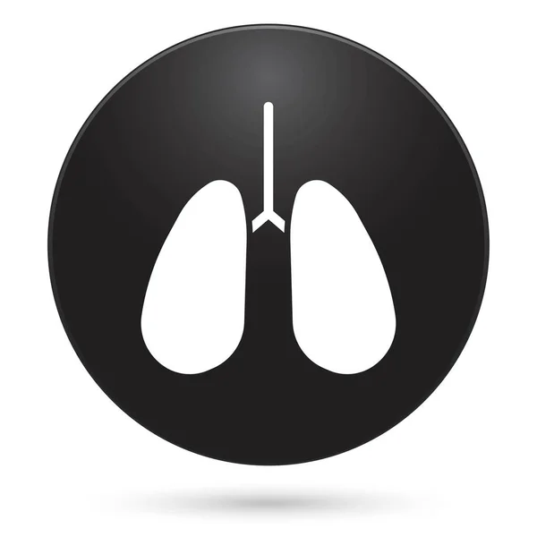 Pulmones Icono Humano Botón Círculo Negro Ilustración Vectorial — Archivo Imágenes Vectoriales